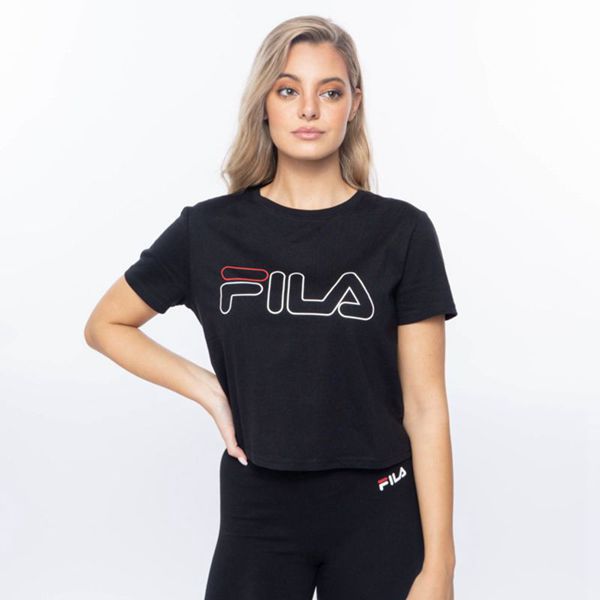 Fila Storm Crop Women's T-Shirts - Black,NZ 832-98261